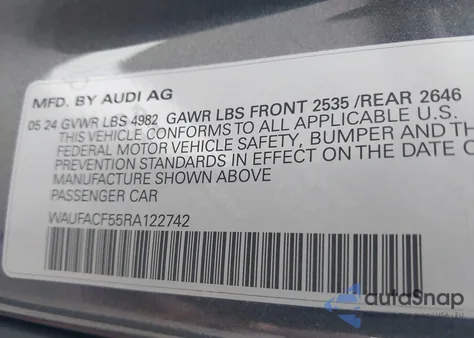 2024 Audi A5 Sportback Premium Plus 45 Tfsi Quattro S Tronic из США, поврежденный, VIN WAUFACF55RA122742